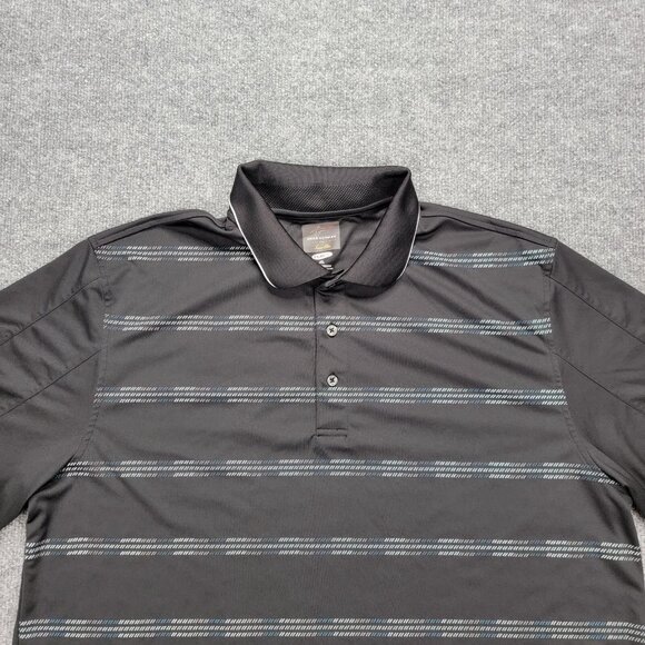 Greg Norman Polo Shirt Mens XL Black Striped Short Sleeve Golf Performance - Picture 2 of 7